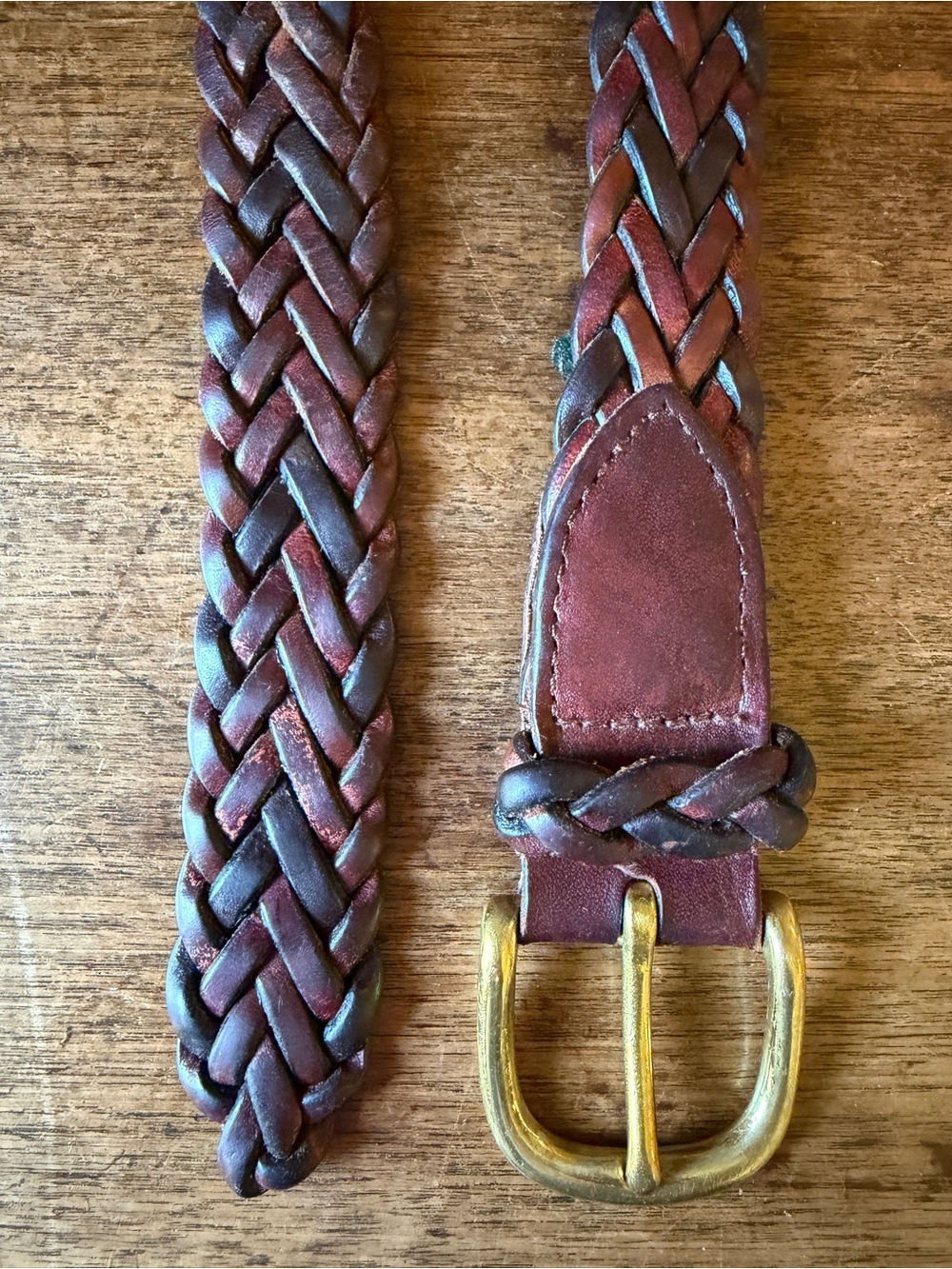 Braided Leather Belt in Dark Brown
